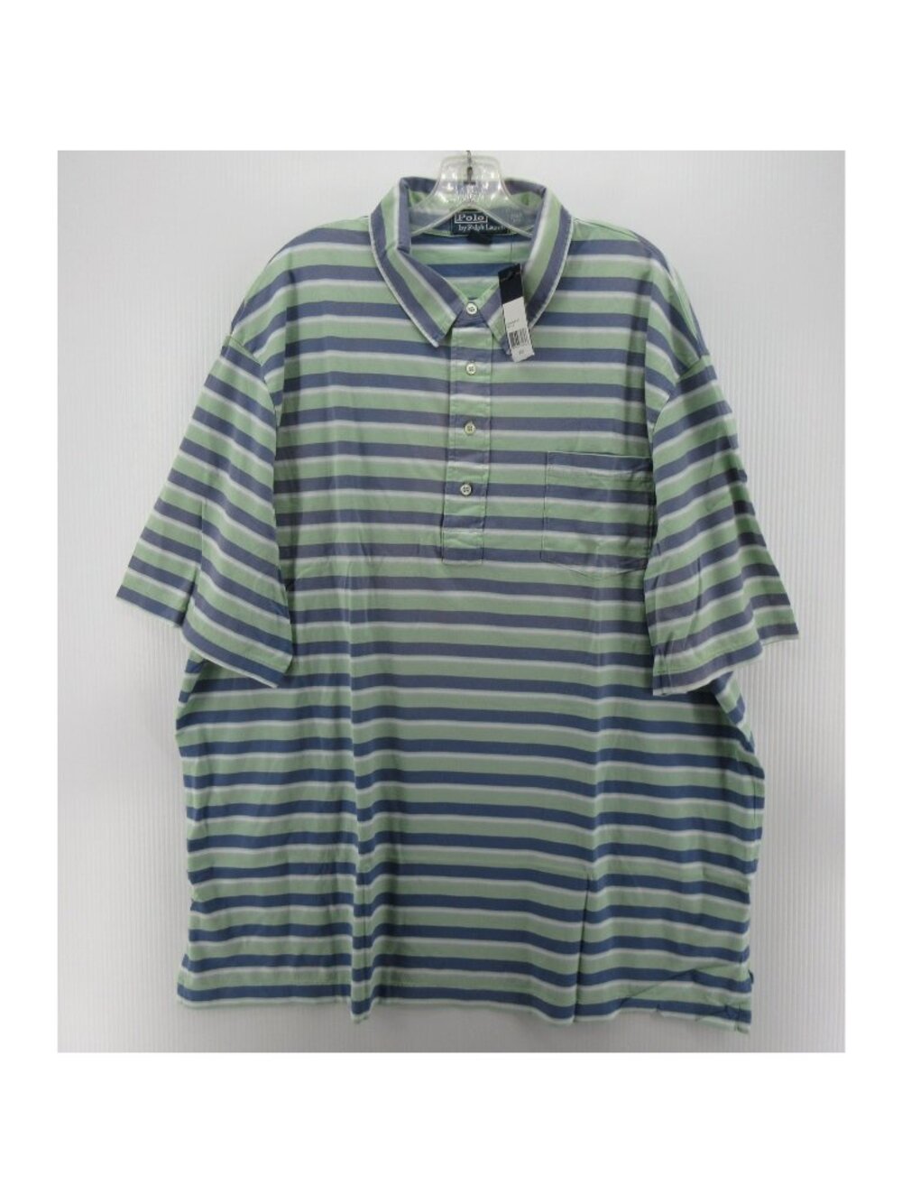 Polo Ralph Lauren Polo Shirt XXL Tall Green Pulloer Striped Pocket *